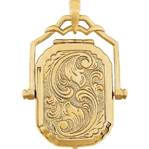 Hand Engraved Swivel Locket in 14K Yellow Gold - Roxx Fine Jewelry