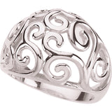 Scroll Design Dome Ring in .925 Sterling Silver - Roxx Fine Jewelry
