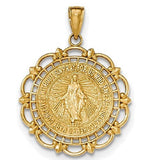 Miraculous Medal Filigree Framed in 14K White or Yellow Gold - Roxx Fine Jewelry