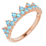 302® Fine Jewelry Princess Crown Ring with Aquamarines in 14K Gold