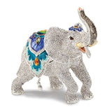 Jeweled Elephant Trinket Box 8" x 4.5" with Matching Necklace - Roxx Fine Jewelry