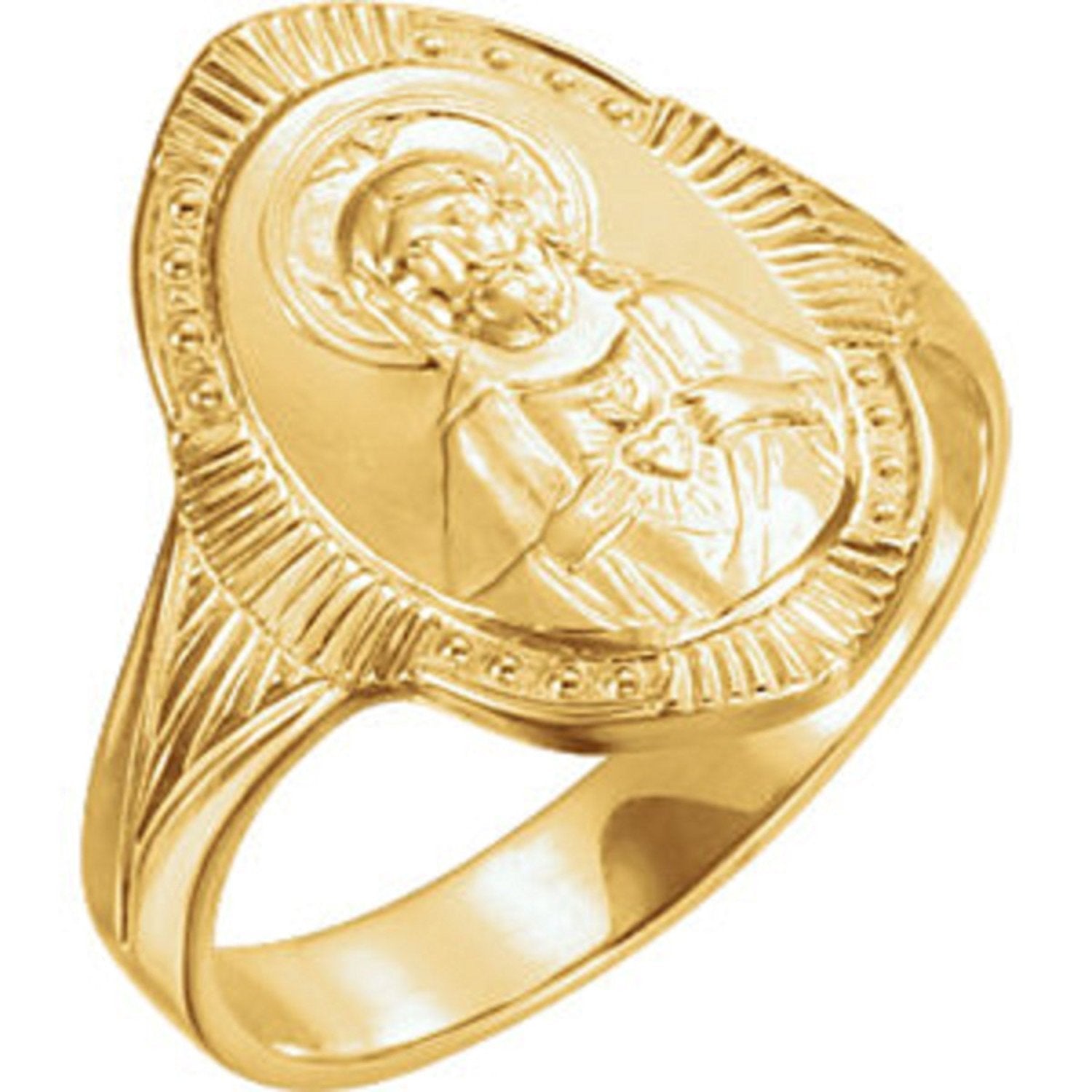 10k Yellow Gold Jesus Face Ring with CZs – TAMAYO GOLD LLC