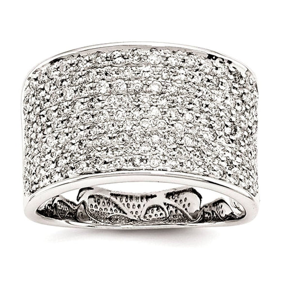Pave Diamond Ring 1 ct. 11.9mm Wide Band in 14K White Gold - Roxx Fine Jewelry