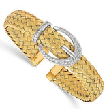 Leslie's™ Woven Italian Cuff Bracelet with Oval CZ Buckle QLF527 - Roxx Fine Jewelry