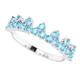 302® Fine Jewelry Princess Crown Ring with Aquamarines in 14K Gold