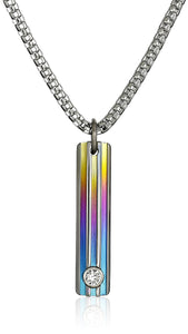 Edward Mirell® Radiance™ Anodized Titanium Rainbow Dog Tag Necklace and Earrings - Roxx Fine Jewelry