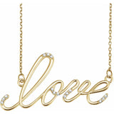 Love Diamond Accented Necklace in 14K Rose, White or Yellow Gold