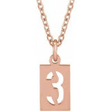 Numeral Dog Tag Necklace in 14K Gold or Platinum