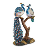 Jeweled Peacocks Large Trinket Box with Matching Necklace