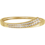 Diamond Cuff Bracelet "Windswept" Hinged Bangle in 14K White or Yellow Gold - Roxx Fine Jewelry