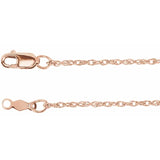 1.5mm Loose Rope Chain in 18K Rose, White, or Yellow Gold