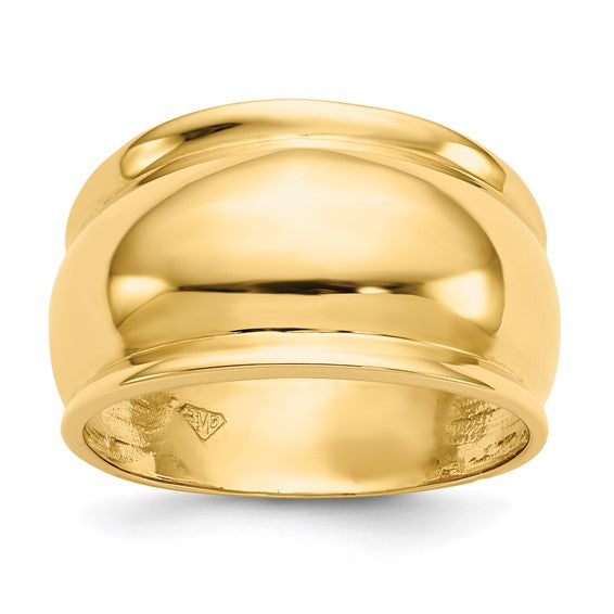 Ridged Edge Dome Ring in 14K Yellow Gold