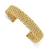 Pantera Panther Style Mesh Cuff Bracelet in 14K Yellow Gold from Italy