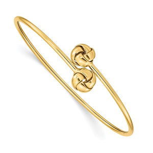 Love Knot Flexible Bangle Bracelet in 14K Yellow Gold