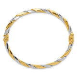 3.5mm Aurora Two-Tone Twisted Hinged Bangle in 14K Gold