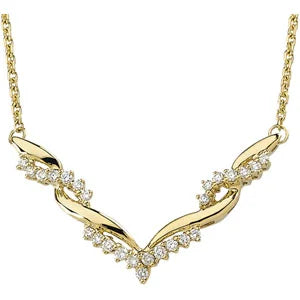 Elegant V-Shaped Diamond Necklace in 14K Gold