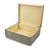 "Raine" Jewelry Box Contemporary Grey Chevron Pattern Wooden Jewelry Box