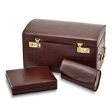 Jewelry Chest "Coco" Crocodile Print Leather with Matching Travel Wallet and Jewelry Roll
