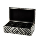 "Jordan" Contemporary Black and White Geometric Pattern Wooden Jewelry Keepsake Box