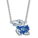 Kansas KU Jayhawks® Official NCAA® Licensed Blue Enamel & Sterling Silver Pendant Necklace