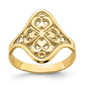 Mirrored Hearts Filigree Ring in 14K Yellow Gold
