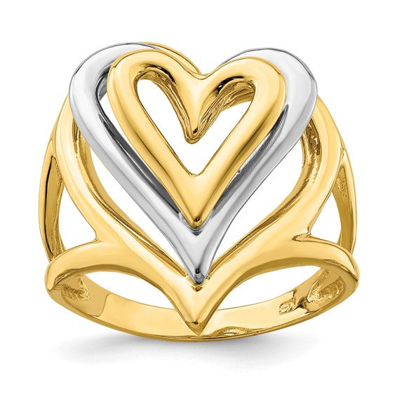 Open Hearts Ring in Two-Tone 14K Gold