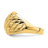 Diamond Cut Lattice Textured Dome Ring in 14K Yellow Gold