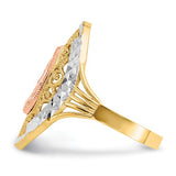 Our Lady of Guadalupe Ornate Filigree Ring in 14K Tri Color Gold