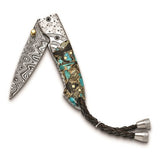 Luxury Pocket Knife Damascus Steel with Abalone Shell Inlay 6" Folding Knife KN3257