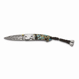 Luxury Pocket Knife Damascus Steel with Abalone Shell Inlay 6" Folding Knife KN3257