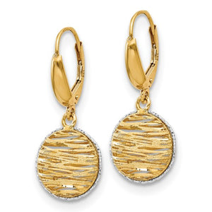 Textured Gold Disc Dangle Earrings in Two-Tone 14K Gold