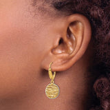 Textured Gold Disc Dangle Earrings in Two-Tone 14K Gold
