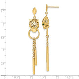 Tiger Doorknocker Dangle Earrings in 14K Yellow Gold