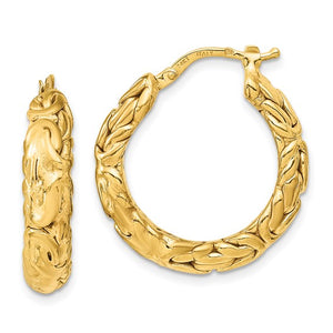 Byzantine Style Hoop Earrings in 14K Yellow Gold