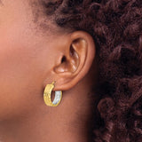 Two Tone 14K Diamond Cut Hoop Earrings in 14K White and Yellow Gold