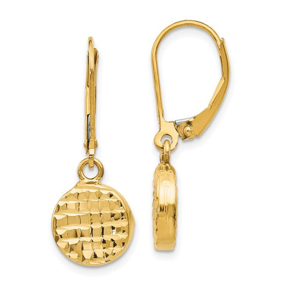 Textured Disc Dangle Earrings in 14K Yellow Gold