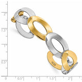 Leslie's Two-Tone Linked Ovals Cuff Bracelet in 14K White and Yellow Gold