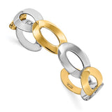 Leslie's Two-Tone Linked Ovals Cuff Bracelet in 14K White and Yellow Gold