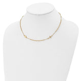 Leslie's Sideways Cross 16.5" Rosary Necklace in 14K Yellow Gold