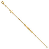 Sideways Cross Rosary Bracelet in 14K Yellow Gold