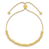 Adjustable Bolo Bracelet with Diamond Cut Beads in 14K Gold
