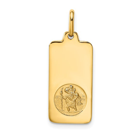 Modern St. Christopher Medal in 14K Yellow Gold