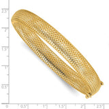 Leslie's 9.25mm Mesh Design Hinged Bangle Bracelet in 14K Yellow Gold