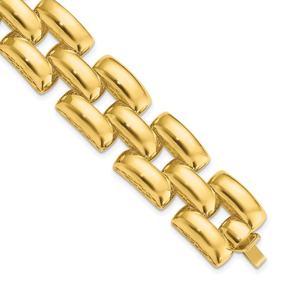 14k Yellow Gold Triple Link Charm Bracelet (8MM Width)