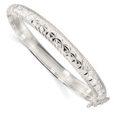 Hinged Bangle Bracelet 7.00mm Half Round in Sterling Silver in 4 Finishes