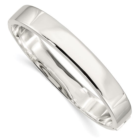 Square Edge Hinged Bangle Bracelet 9.75mm in Sterling Silver