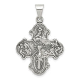 Gothic Four Way Cross Necklace in Sterling Silver
