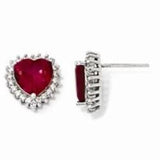 Heart Shaped Synthetic Ruby and CZ Halo Earrings by Cheryl M® - Roxx Fine Jewelry