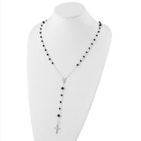 Black Onyx Rosary Necklace in Sterling Silver