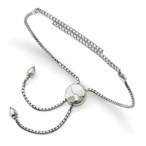 Brilliant Embers™ CZ Sterling Silver Double Row Adjustable Bolo Bracelet - Roxx Fine Jewelry
